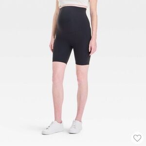 Isabel Maternity Over The Belly Ribbed Biker Shorts